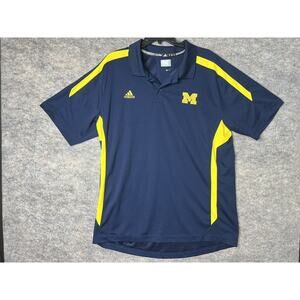 Michigan Wolverines Polo Shirt Mens Adult XL Football Go Blue Adidas Lightweight
